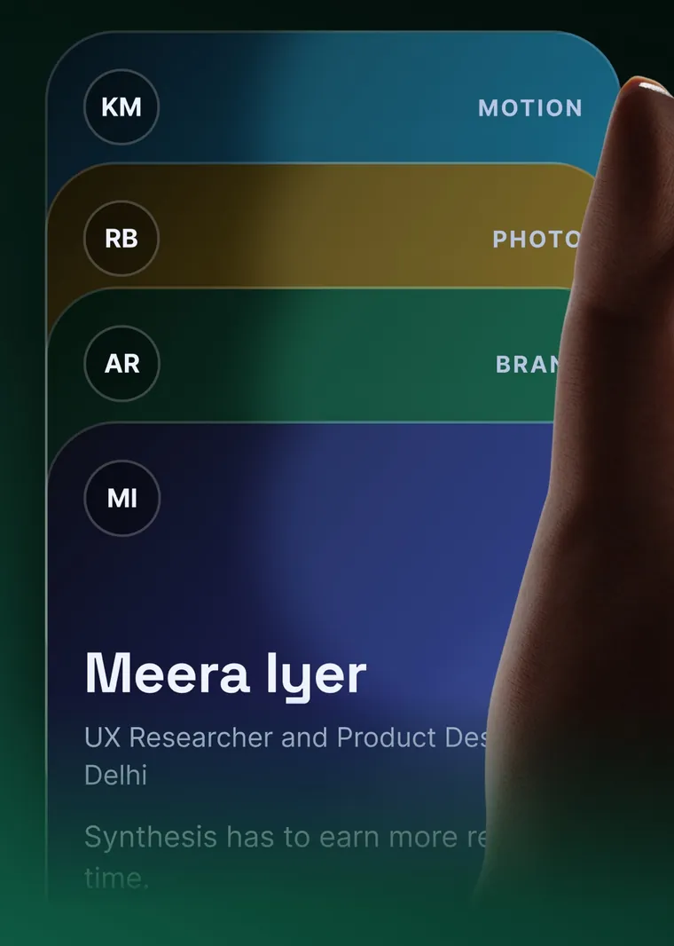 The Sidetake app on a phone, showing a stack of mentor cards